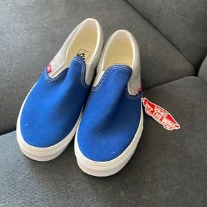 Green/Blue/Green Vans Slip-Ons